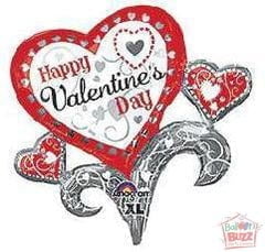 29-inch - Helium-Filled Burst Hearts Foil Balloon