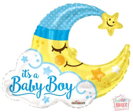 Boy Moon Shape - 36 inch - Helium-Filled Foil Balloon