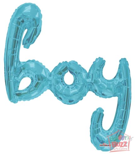 Baby Blue Boy Script - 36 inch - Air-Filled Foil Balloon
