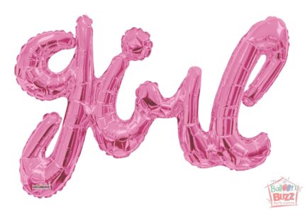 Baby Pink Girl Script - 36 inch - Air-Filled Foil Balloon