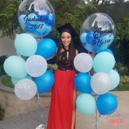Graduation 22-inch Balloon With Personalized Message and Mini Balloons + 20 Helium-Filled Latex Balloons
