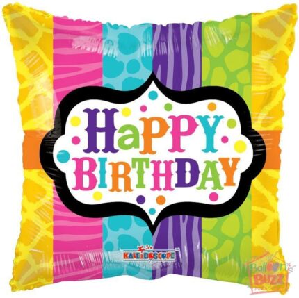 Happy Birthday Animal Print - 18 inch - Helium-Filled Foil Balloon