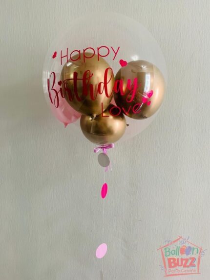 18-inch Personalized Balloons with Round Pink Garland & Mini Chrome Balloons