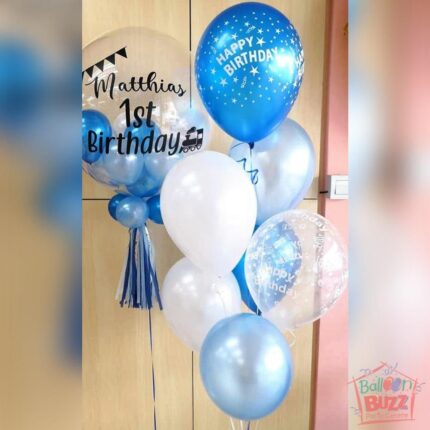 1st Birthday Balloon With Message And Matching Bouquet