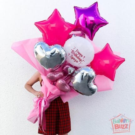 Extra Large Balloon Hand Bouquet Arrangement in Pink Theme