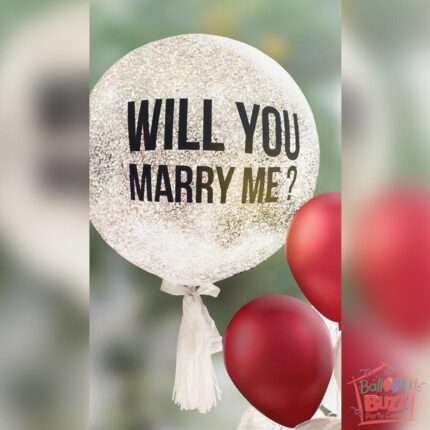 22-Inch Personalized Proposal Balloon With Confetti + A Bouquet Of 3 Helium-Filled Latex Balloons