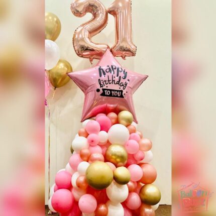 Gorgeous Rose Gold Birthday Tower Sculpture