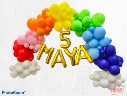 Rainbow Organic Balloon Hanging with Letter