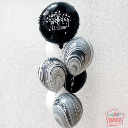 The Classic Black and White Theme Bouquet - Helium