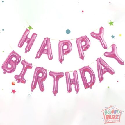 Happy Birthday Set - Magenta Foil Air-Filled - 16-inch