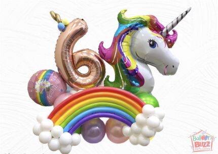 Rainbow Unicorn With Number Standee Centerpiece
