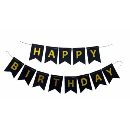 Glitter Happy Birthday Banner in Black