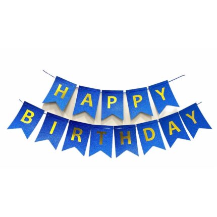 Glitter Happy Birthday Banner in Blue